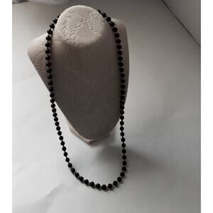 Vintage Monet Black and Gold Toned Beaded Fashion/Costume Necklace
